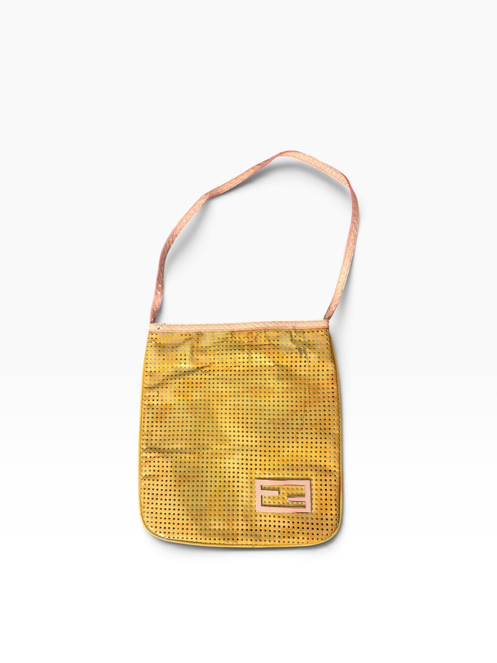 Vintage 2000s Fendi Leather Shoulder Bag in Yellow